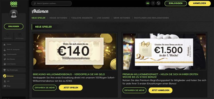 88€ Gratis im 888 Casino