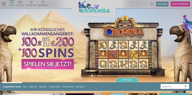 Karamba Casino Homepage