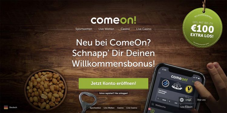ComeOn Homepage auf Deutsch