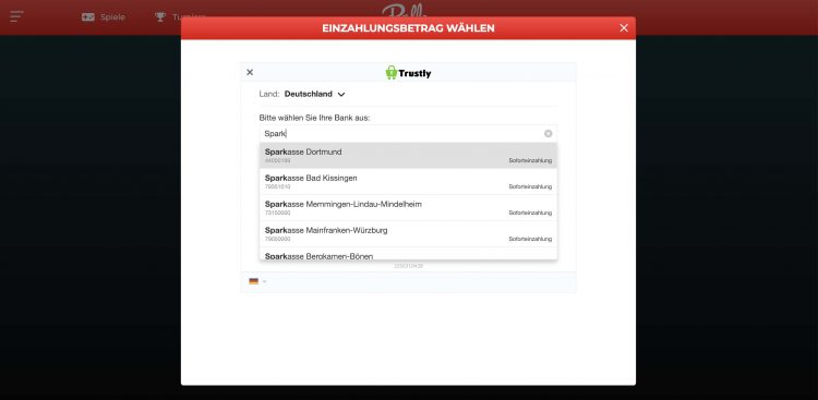 Trustly-Integration im Rolla Casino