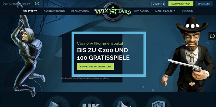 Wixstars Casino Homepage
