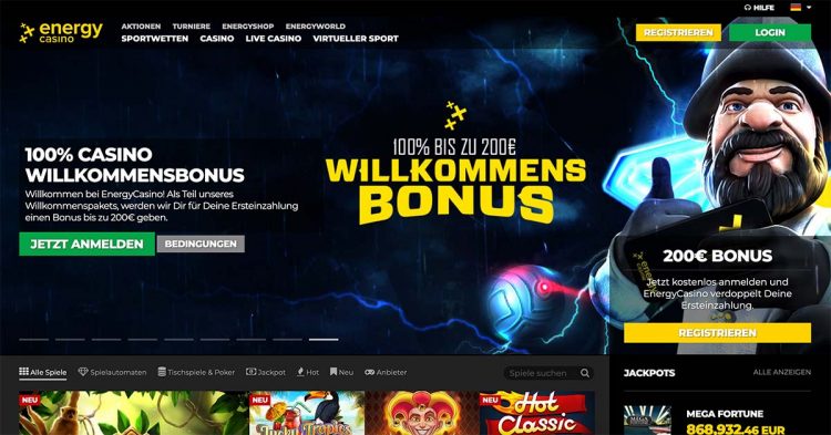 Energy Casino Homepage