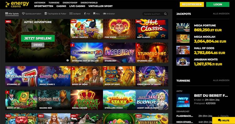 Das Spielangebot im Energy Casino