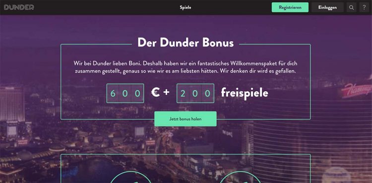 Dunder Casino Bonus