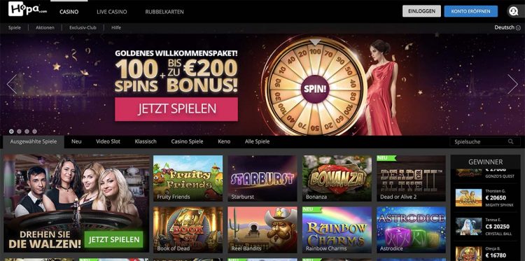 Hopa Casino Homepage