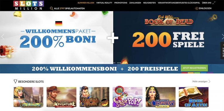 SlotsMillion Casino Homepage