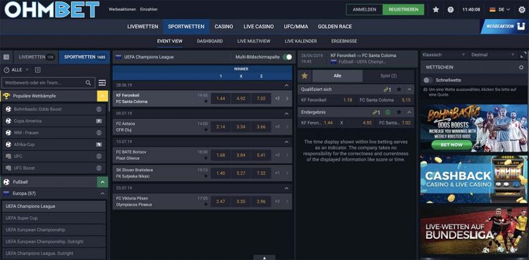 Ohmbet Sportwetten