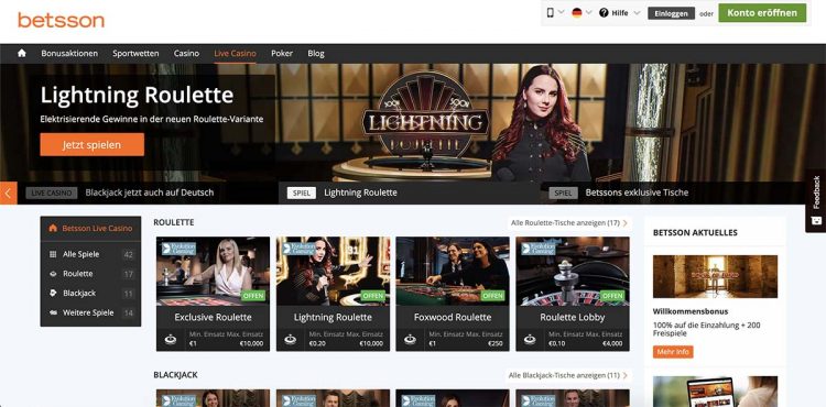 Betsson Live Casino