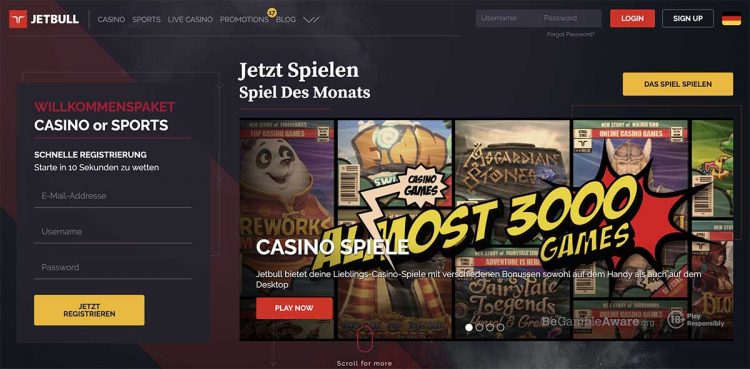 Jetbull Casino Homepage
