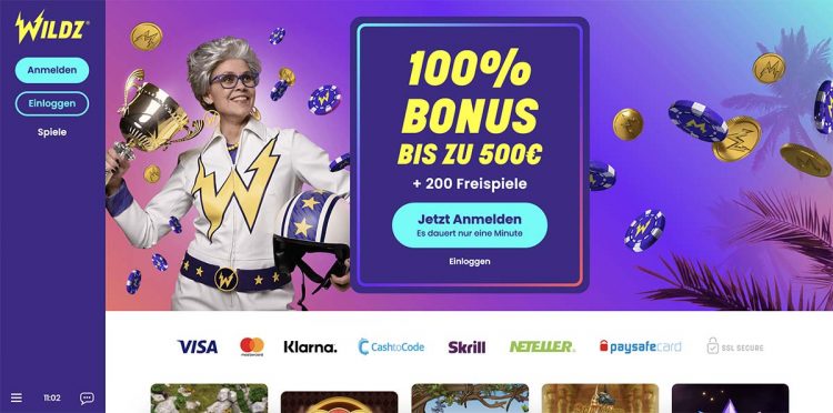 Wildz Casino Homepage