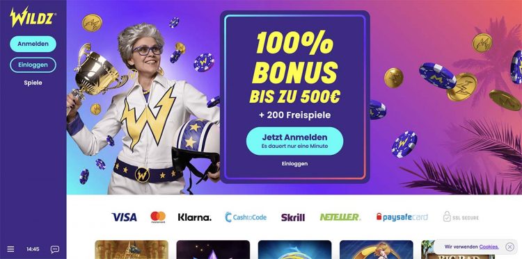 Wildz Casino Homepage