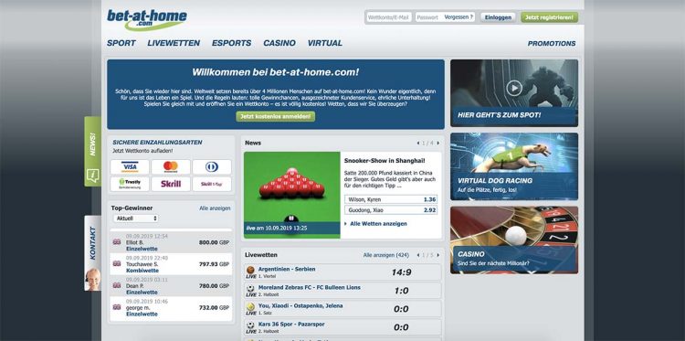 Bet-At-Home Webseite