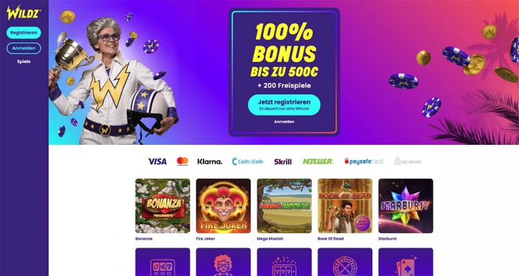 Wildz Casino Homepage