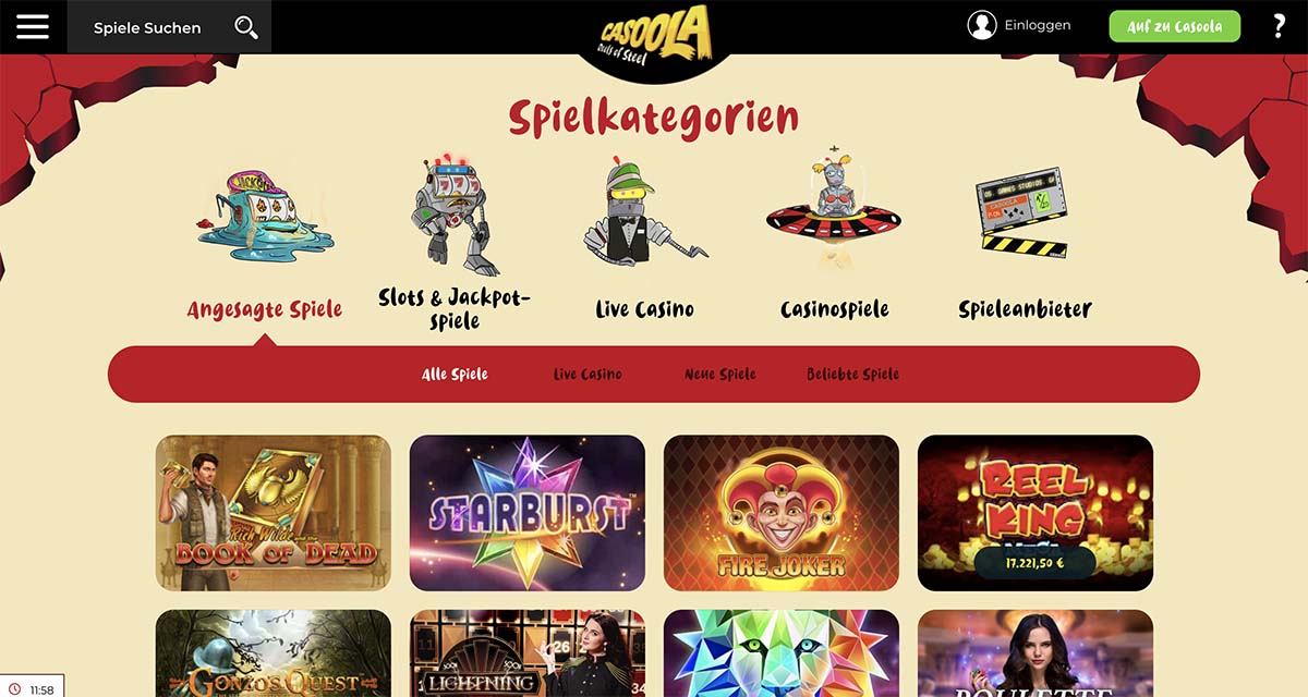Spiele im Casoola