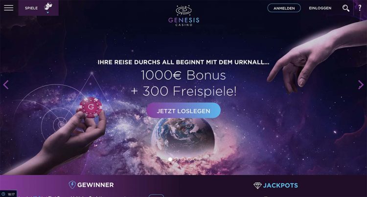 Homepages des Genesis Casino