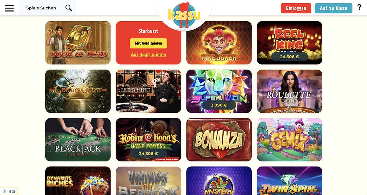 Spiele im Kassu Casino